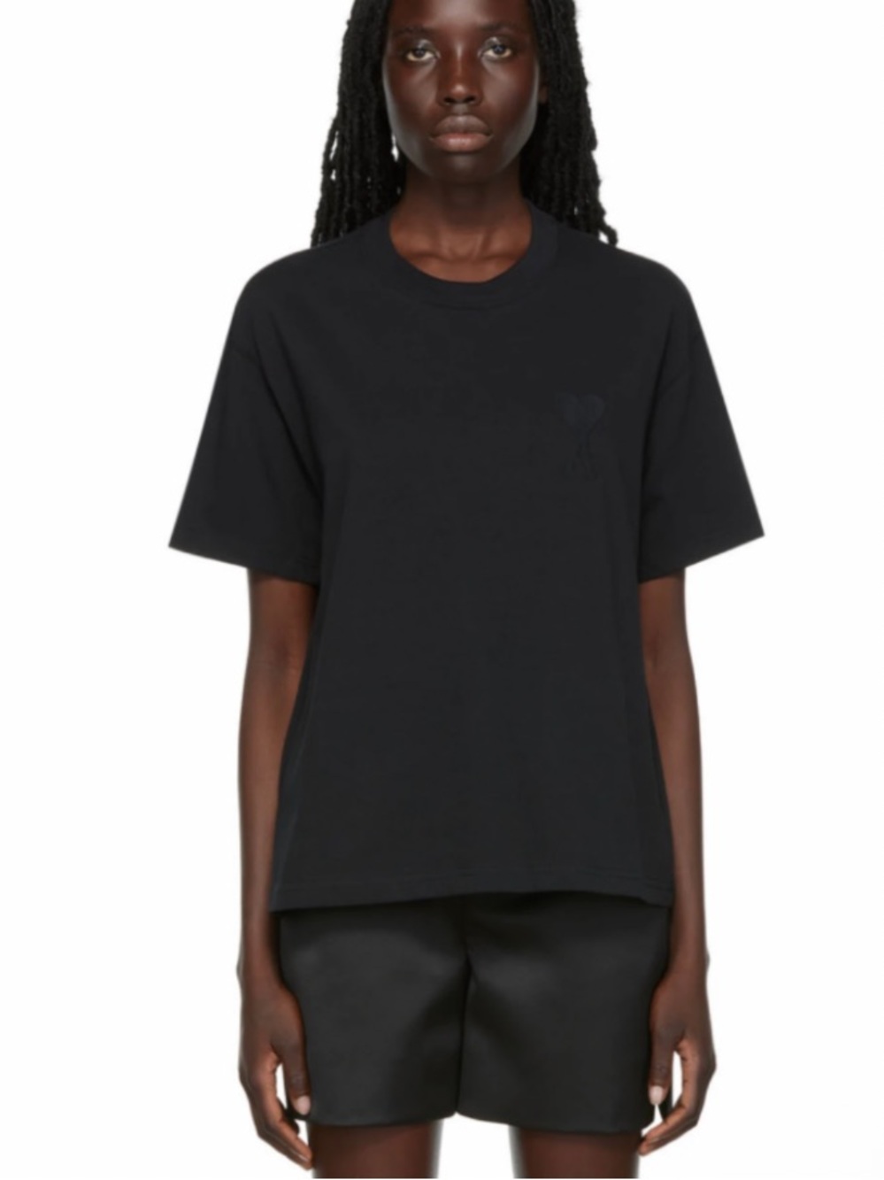 Ami Paris Black T Shirt With Heart Logo
